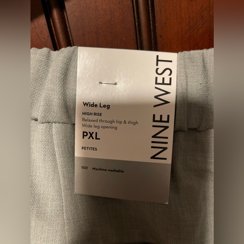 NWT - Nine West wide leg high rise XLP grey trousers